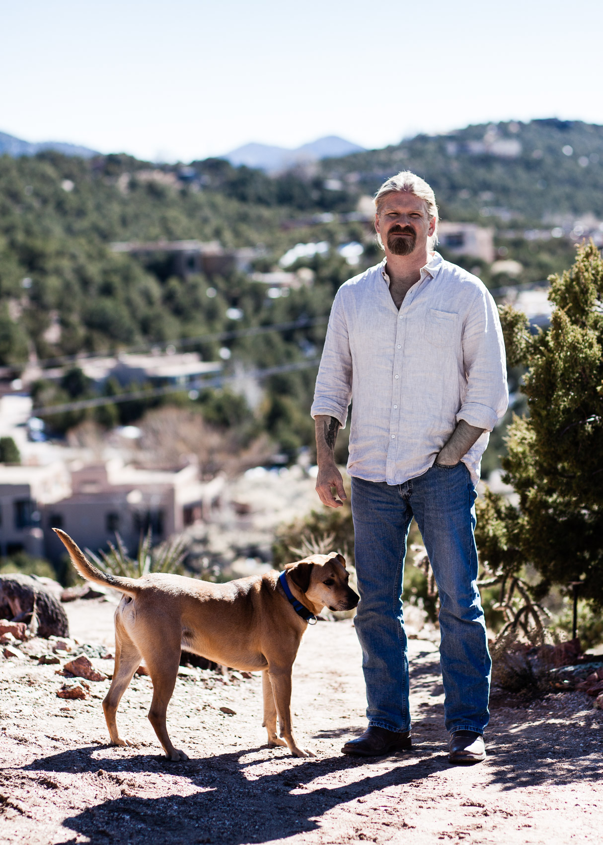 Marcus J. Hamilton, postdoctorial fellow at Santa Fe Institute and his dog Moby | Los Angeles | Editorial and Commercial Photographer Patrick Strattner